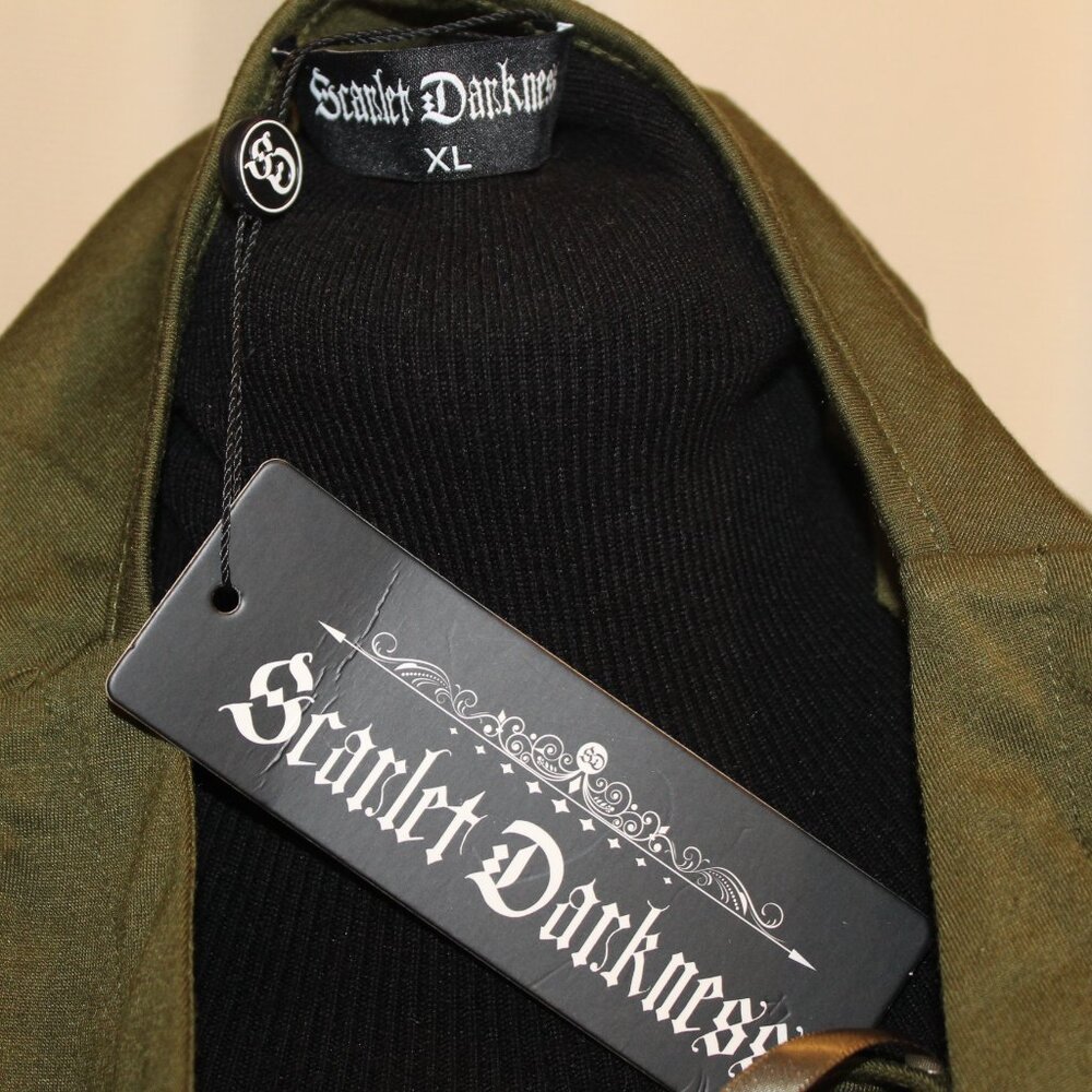 Steampunk Gothic Renaissance Victorian maxi DRESS Olive Green NWT Sz XL - Picture 3 of 8